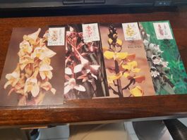 Cartes postales anciennes, fleurs et timbres rares - Lot