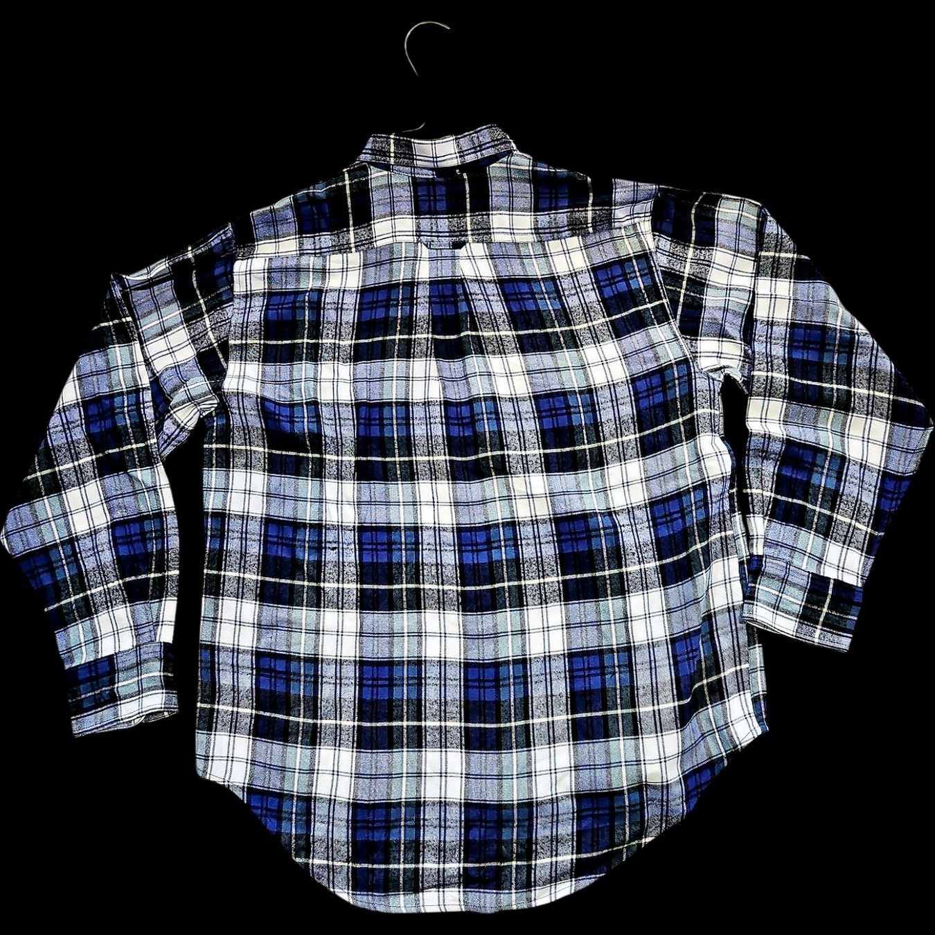 Camicie: Stall & Dean Kariertes Button-Down Flanellhemd - Blau-Weißes – Usato da Zug venduto da vinokilo 3