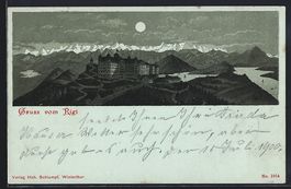 Mondschein-Lithographie Rigi, Das Hotel 