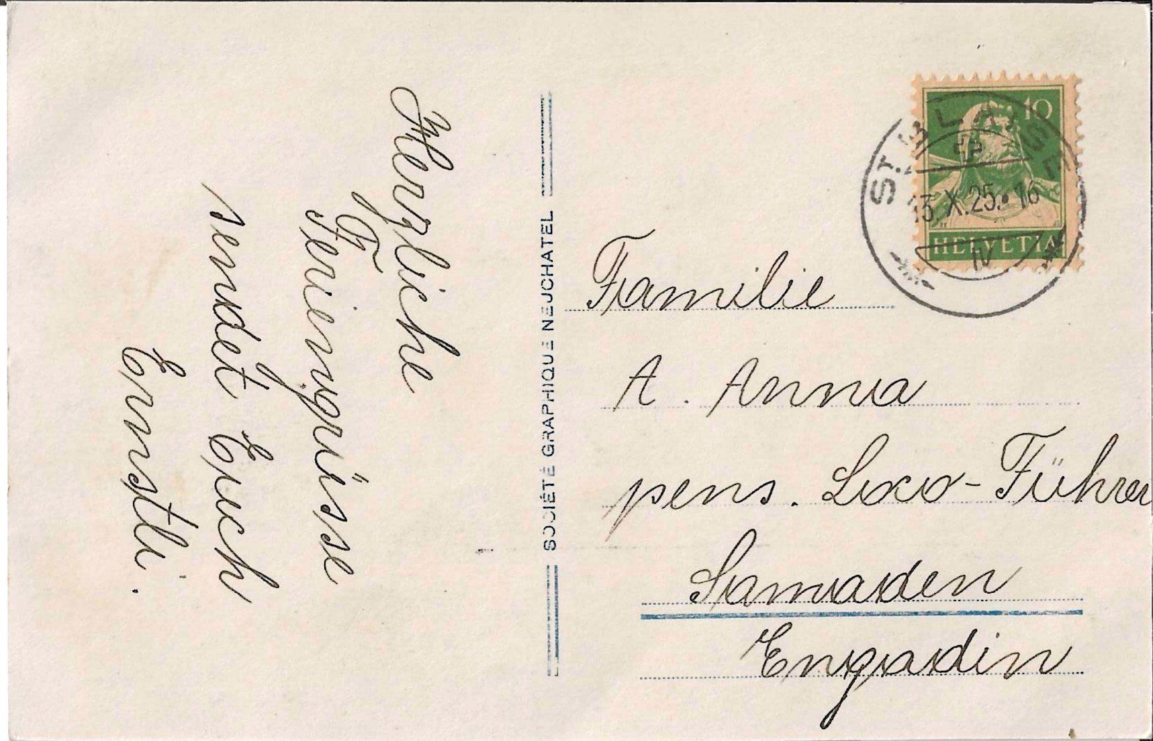 Ansichtskarten: Karte St. Blaise 1925 – Gebraucht aus Zürich von Philacat11 1