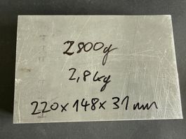 Aluminiumplatte 220 x 148 x 31 mm, 2800 g