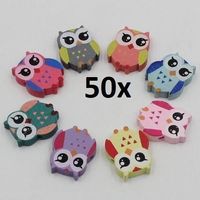 50 x perles hibou en bois bébé