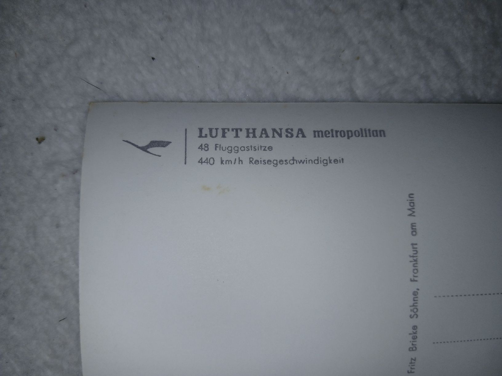 Cartoline postali: Ansichtskarte Lufthansa Metropolitan Flugzeug schwarzweiss – Usato da Belp venduto da Guadalupe84 2