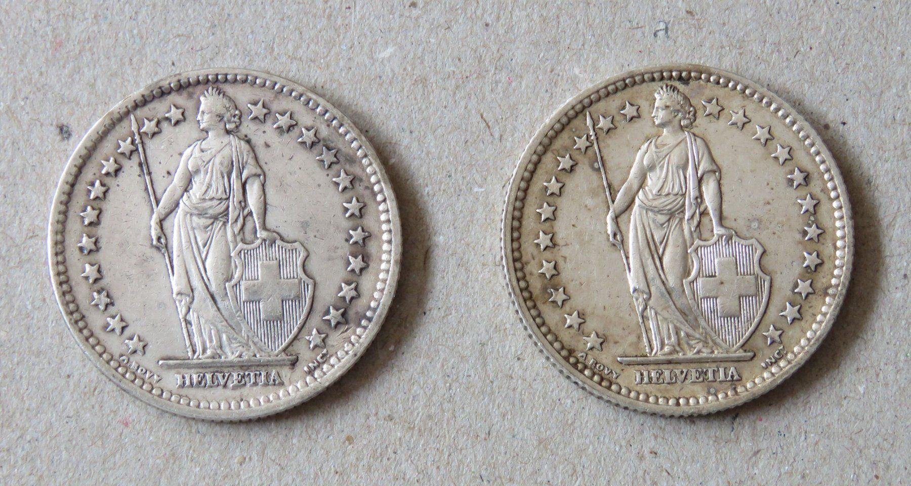 Tutti le monete: 2 x Fr. 2.-  1946 und 1957 – Usato da Kreuzlingen venduto da Koi4 1