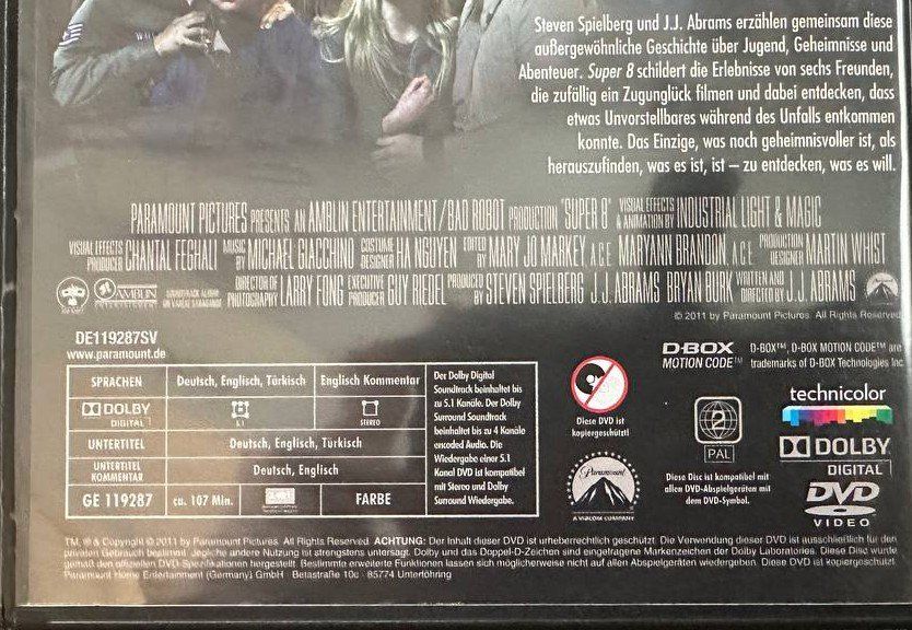 Tutti i DVDs: Super 8 Spielberg Abrams – Usato da Beringen venduto da Mantafisch1 2