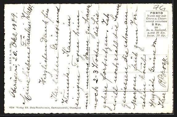 Cartoline postali: Oberägeri, Kulturlandschaft mit Ländli – Usato da Berlin venduto da bartko-reher 1