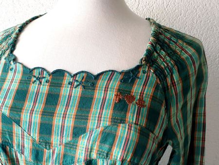 KLEID DRESS BLUTSGESCHWISTER M 38 KARO TUNIKA TOP STICKEREI