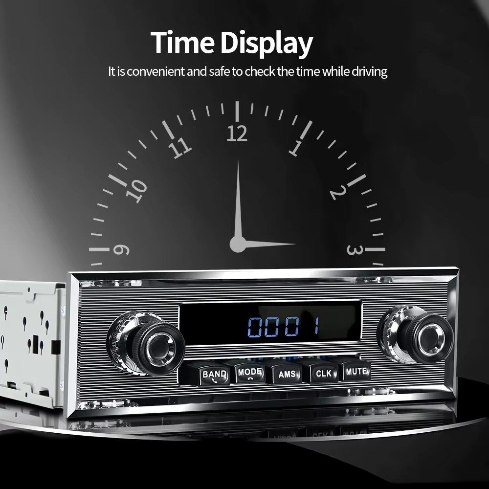 Tutti pezzi di ricambio auto: Retro Autoradio Oldtimer 1 DIN Bluetooth Internet Radio USB – Nuovo e nell'imballaggio originale da Chiasso venduto da online.shop 4