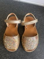 Sandales menorquinas, 28, cuir et paillettes dorées, PoPa