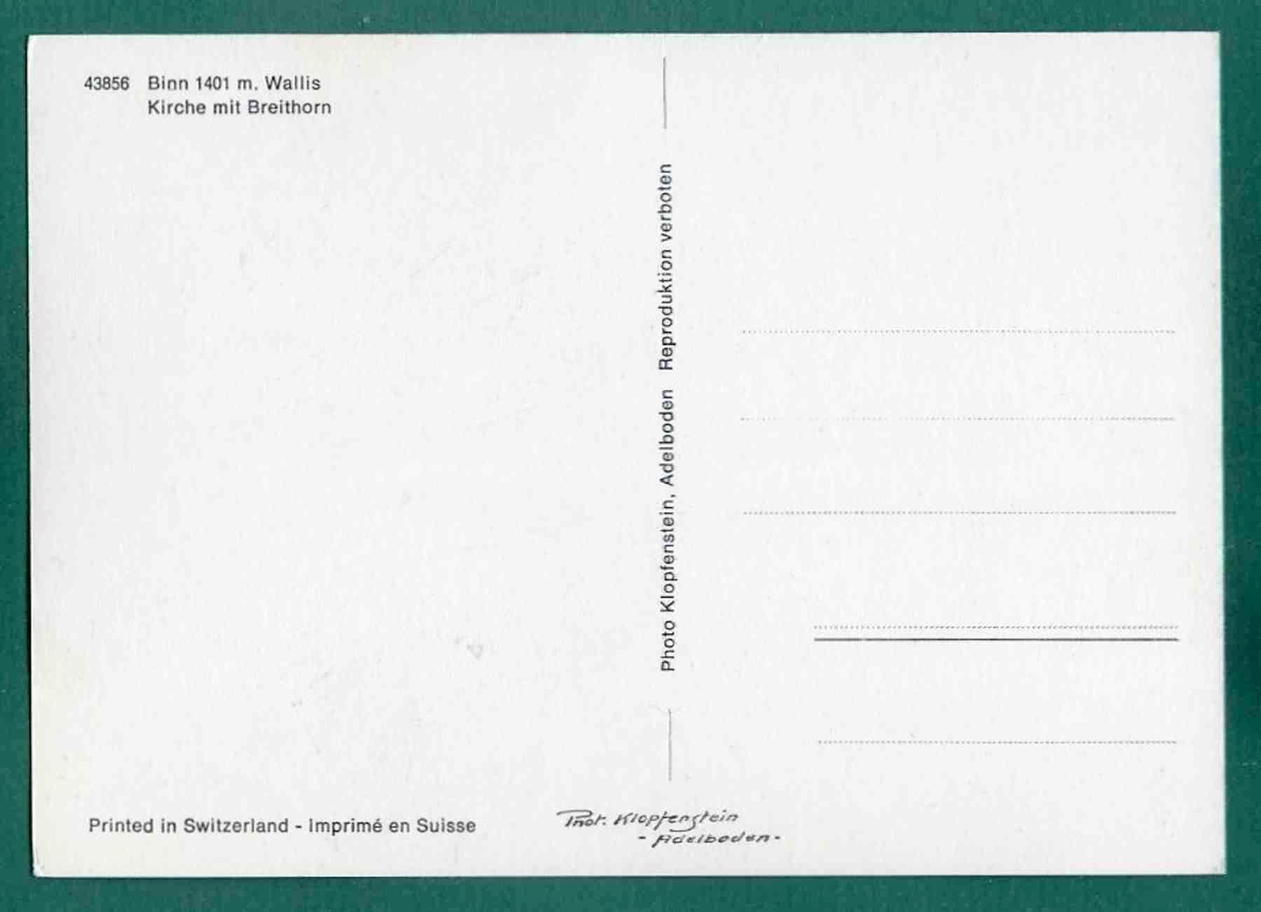 Cartoline postali: Binn, Kirche mit Breithorn, ungelaufen, Grossformat, ca.1965 – Usato da Sargans venduto da Hausi1951 1