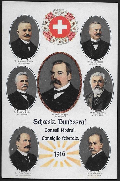 1916 AK Schweizer Bundesrat ungebraucht archivfrisch ab 1. Kaufen