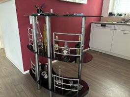 Bar Glas Metall Schwarz Guter Zustand