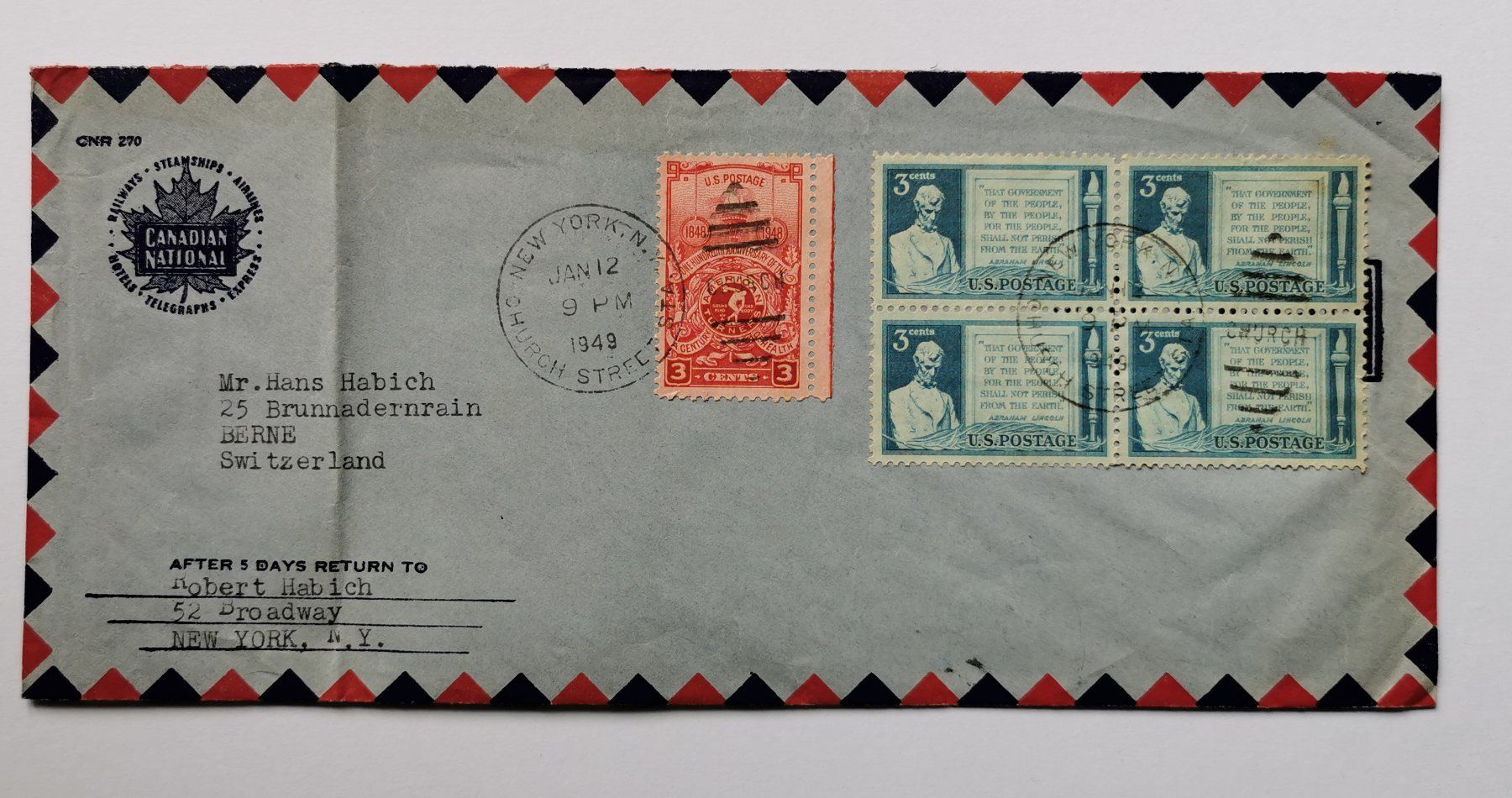 Tous les timbres: USA-Beleg 1949 – D'occasion à Aadorf par Chnorli-Furz