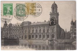 Wertziffer+Tellknabe auf Beleg von ZÜRICH n. SANTIAGO CHILE