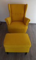 bequemer Ohrensessel mit Fusshocker -- IKEA Strandmon - gelb