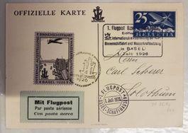 JB49) 1926, 1. Flugpost Basel - Schaffhausen mit Vignette