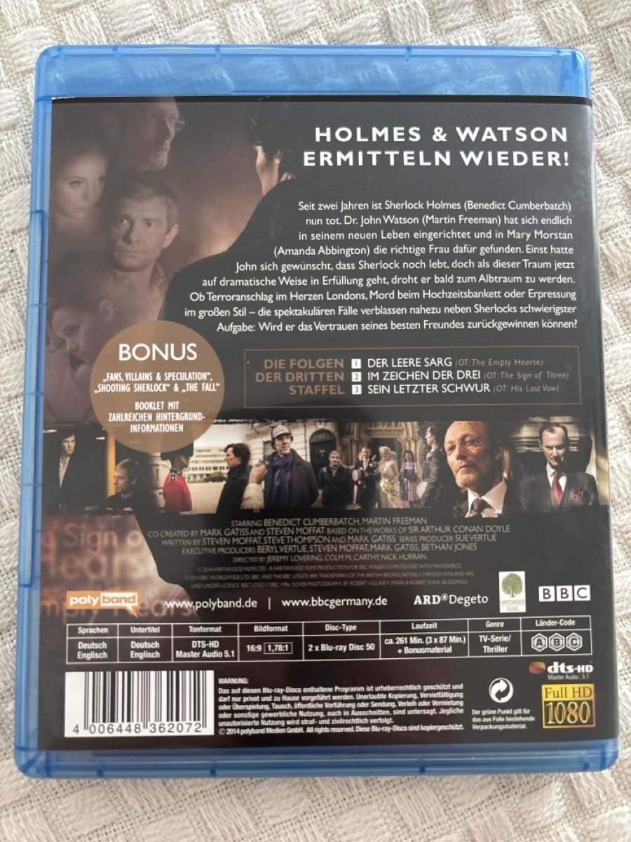 Tutti i DVDs: Sherlock staffel 3 bluray – Usato da Oberentfelden venduto da Rabaelikus 1