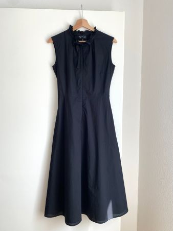 Agnes B. black cotton bow fit and flare dress | xs/s