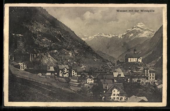 Cartes postales: AK Wassen, Panorama mit der Windgälle – D'occasion à Berlin par bartko-reher