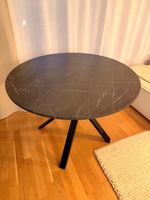 Runder Esstisch Marmoroptik schwarz