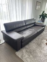 Echtleder Sofa dunkelbraun, 3er + Sessel + Hocker. Sommer-De