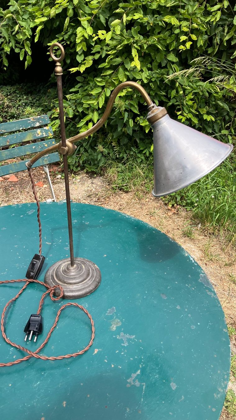 Lampade: Lampe d'horloger Quinquet design industriel 1900 Uhrmacher – Usato da St-Cierges venduto da LeRegain 4