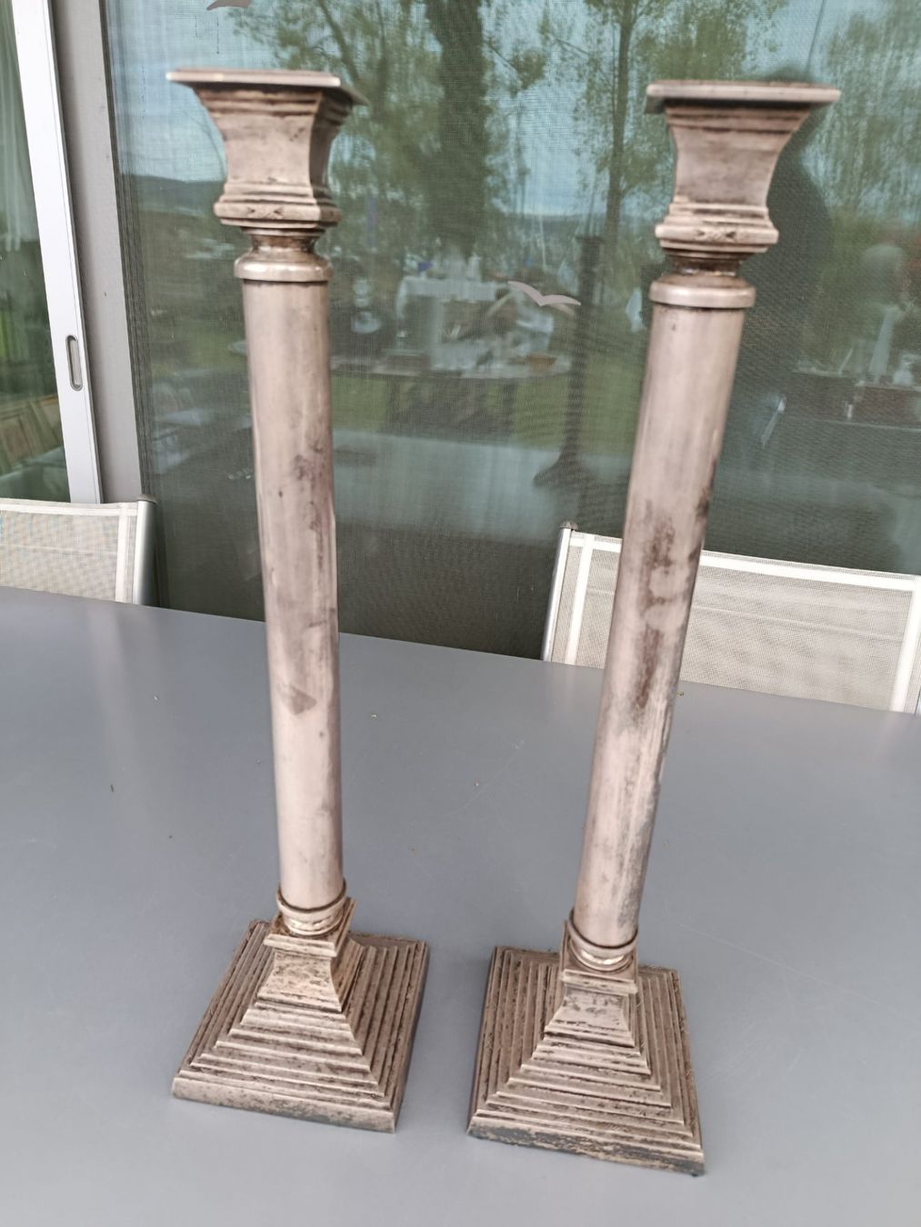 Portacandele: 2 grosse Antike Leuchter versilbert – Usato da Zürich venduto da timeless.tones
