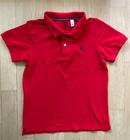 OKAIDI Polo rouge 100% coton t.140 / 10 ans - NEUF