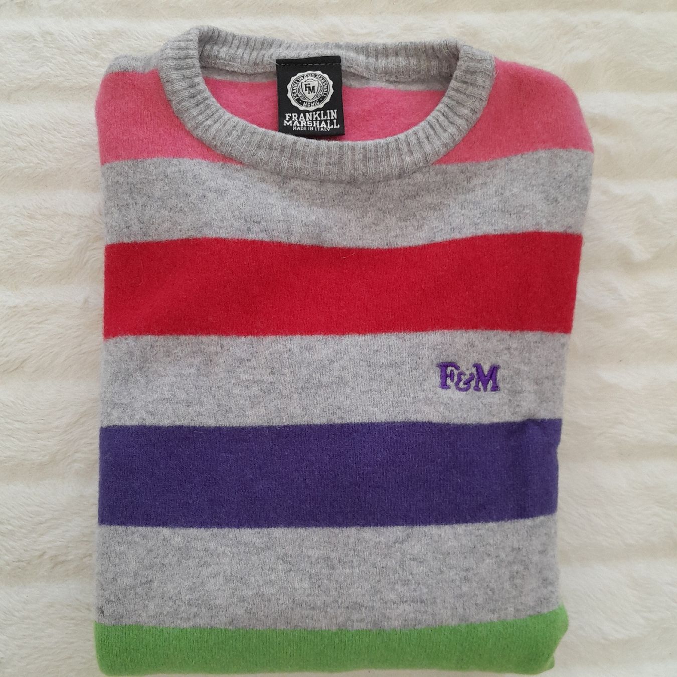 Pulls & Sweat-shirts: Pull Franklin Marshall, laine vierge, rayures multicolores. – D'occasion à Renens VD par ser_j2fn