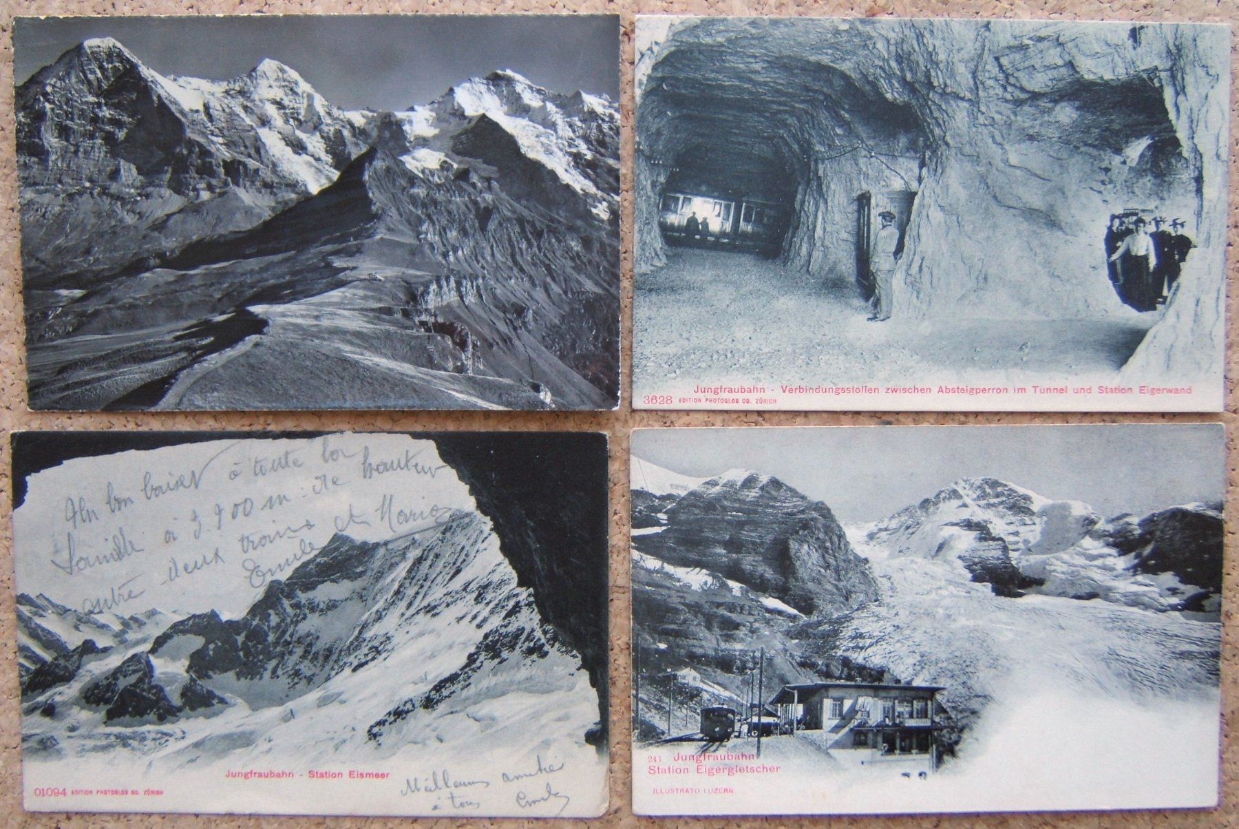 Cartoline postali: 7 AK JUNGFRAUBAHN, EIGERGLETSCHER, KLEINE SCHEIDEGG, STOLLEN – Usato da Brunnen venduto da Nonne04 1