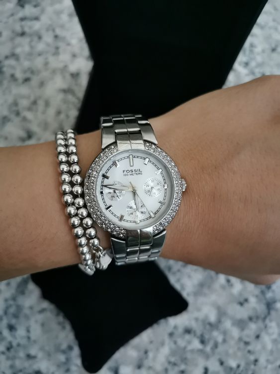 Fossil Armband Fossil Damenuhr Silber Mit Strass Fossil Damenuhr