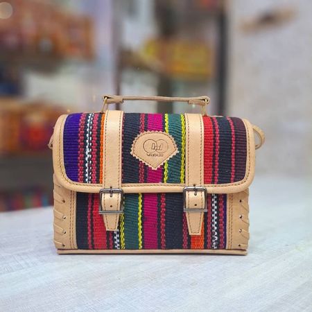 Handgefertigte afghanische Handtasche – Leder & Stoff