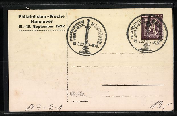 Ganzsachen: Hannover, Philatelisten-Woche 1922, Stad – Gebraucht aus Berlin von bartko-reher 1