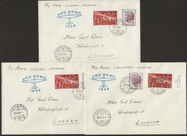 3 x Flugpost Brief 1946 verschiedene Varianten Kat. 200.- ++