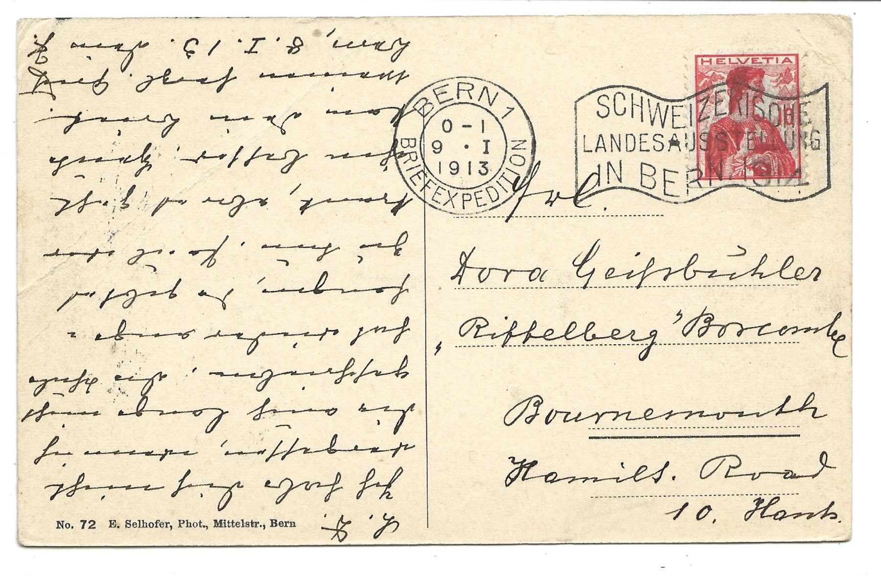 Cartoline postali: Bern - Stadt - Rathaus und Postgasse - 1913 – Usato da Engelburg venduto da Cartophil 1