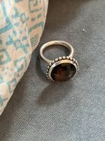Grosser Silberring mit Rauchquarz