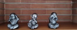 Drei Mönch Figuren Set silberfarben in sehrguter Zustand