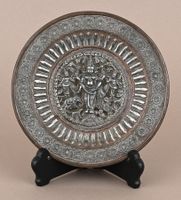 Götter Zierteller mit Silber, Indien um 1900