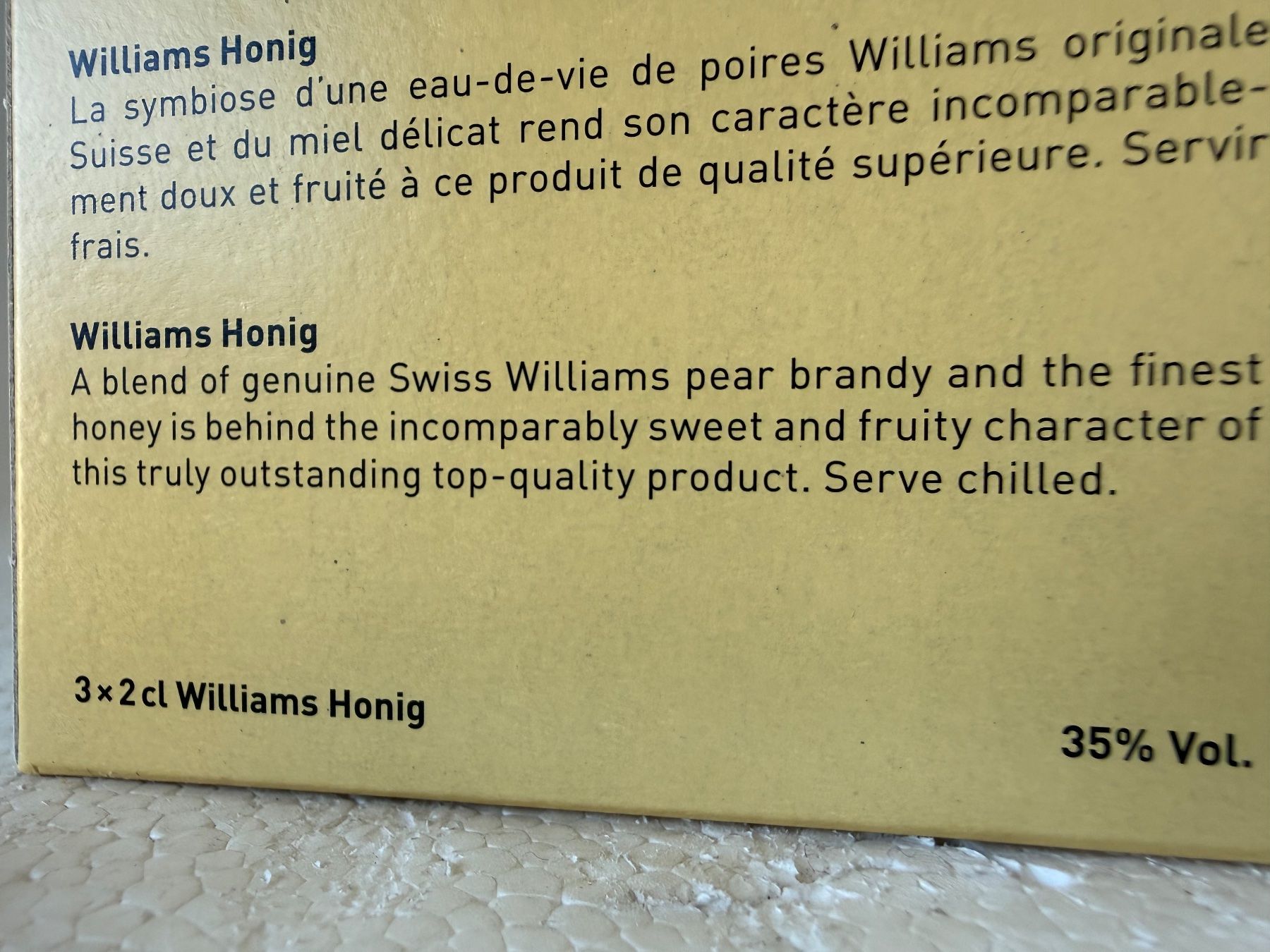 Williams Bevande alcoliche: Echter Williams Honig  35% Trio 3x2cl... – Nuovo e nell'imballaggio originale da Wöschnau venduto da Vinsale 4