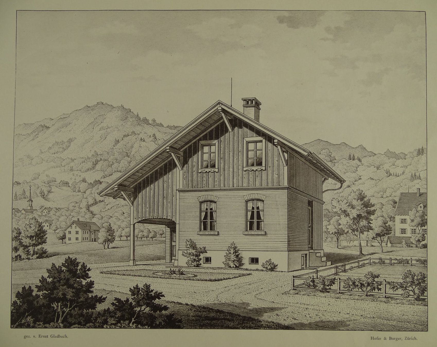 Incisioni: ZÜRICH ALTSTETTEN, LITHOGRAPHIE 1887 – Usato da Grüningen venduto da Kartensammler 2