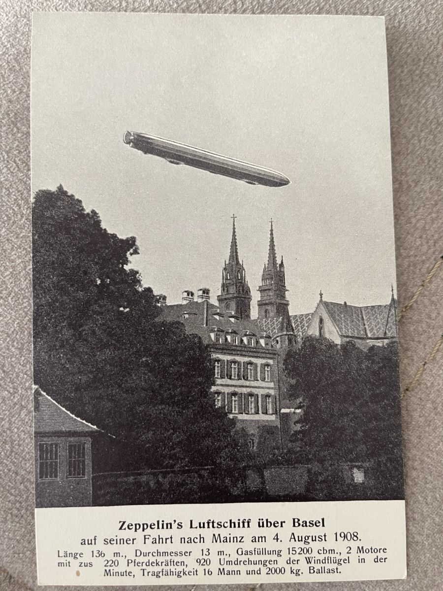 Cartoline postali: Zeppelins‘s Lustschiff über Basel 1908 – Usato da Elsau venduto da isidobrany09