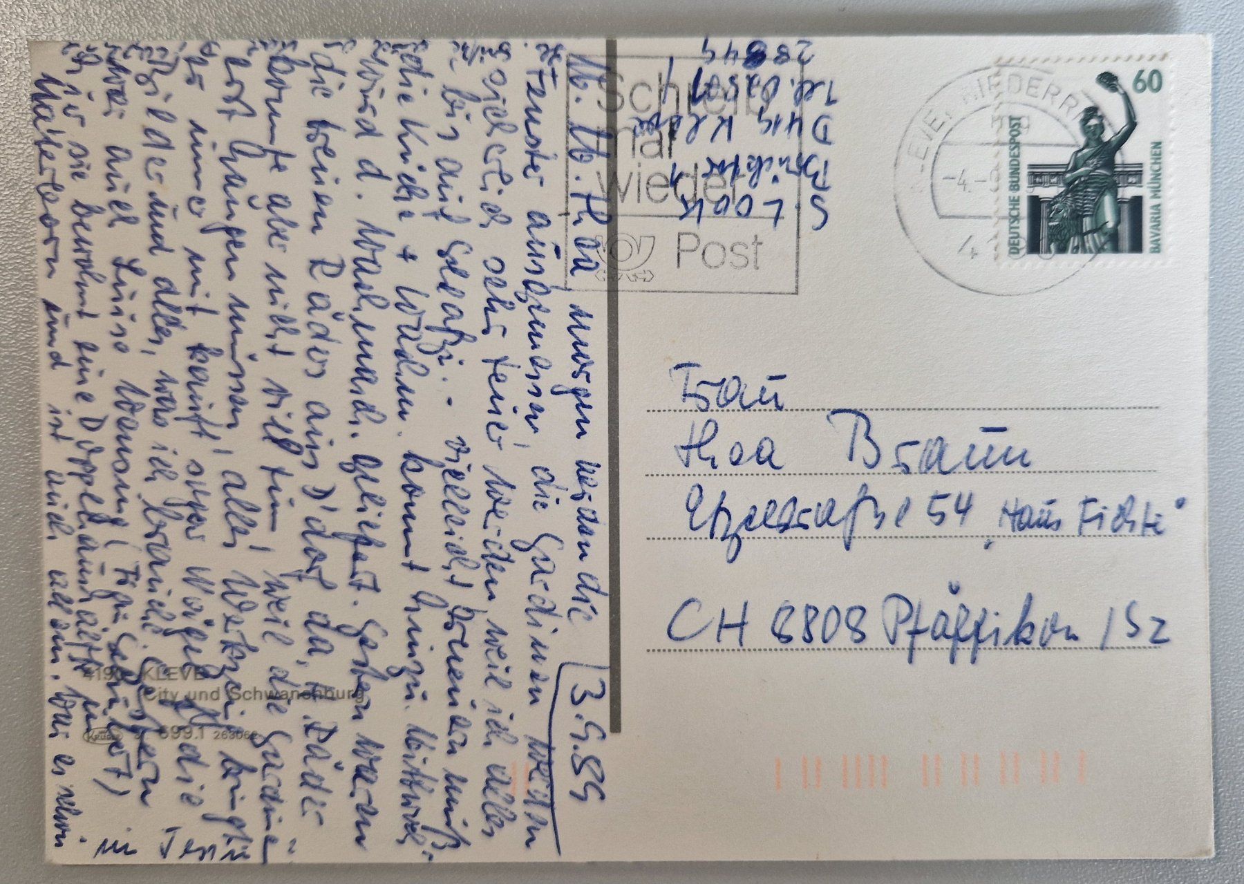 Cartoline postali: Kleve mit Burg 1989 – Usato da Melchnau venduto da Fishel 1