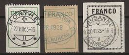 FRA01 - 3 étiquettes Franco obl.