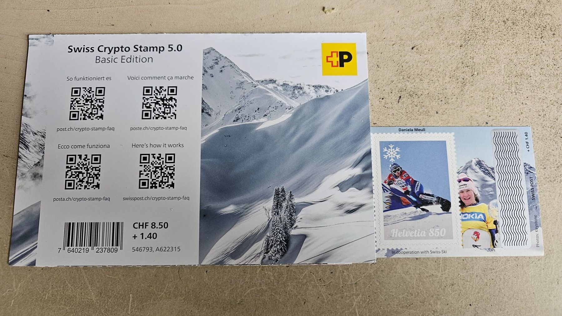 Tutti i francobolli: Swiss Crypto Stamp 5.0-ID7  Daniela Meuli – Nuovo e nell'imballaggio originale da Zug venduto da alt_9p2z 1