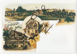 Edlebach b. Zug - (eher seltene AK Lithoansicht im Form. A4)