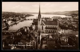 AK Zürich, Blick von St. Peter gegen die Alpen