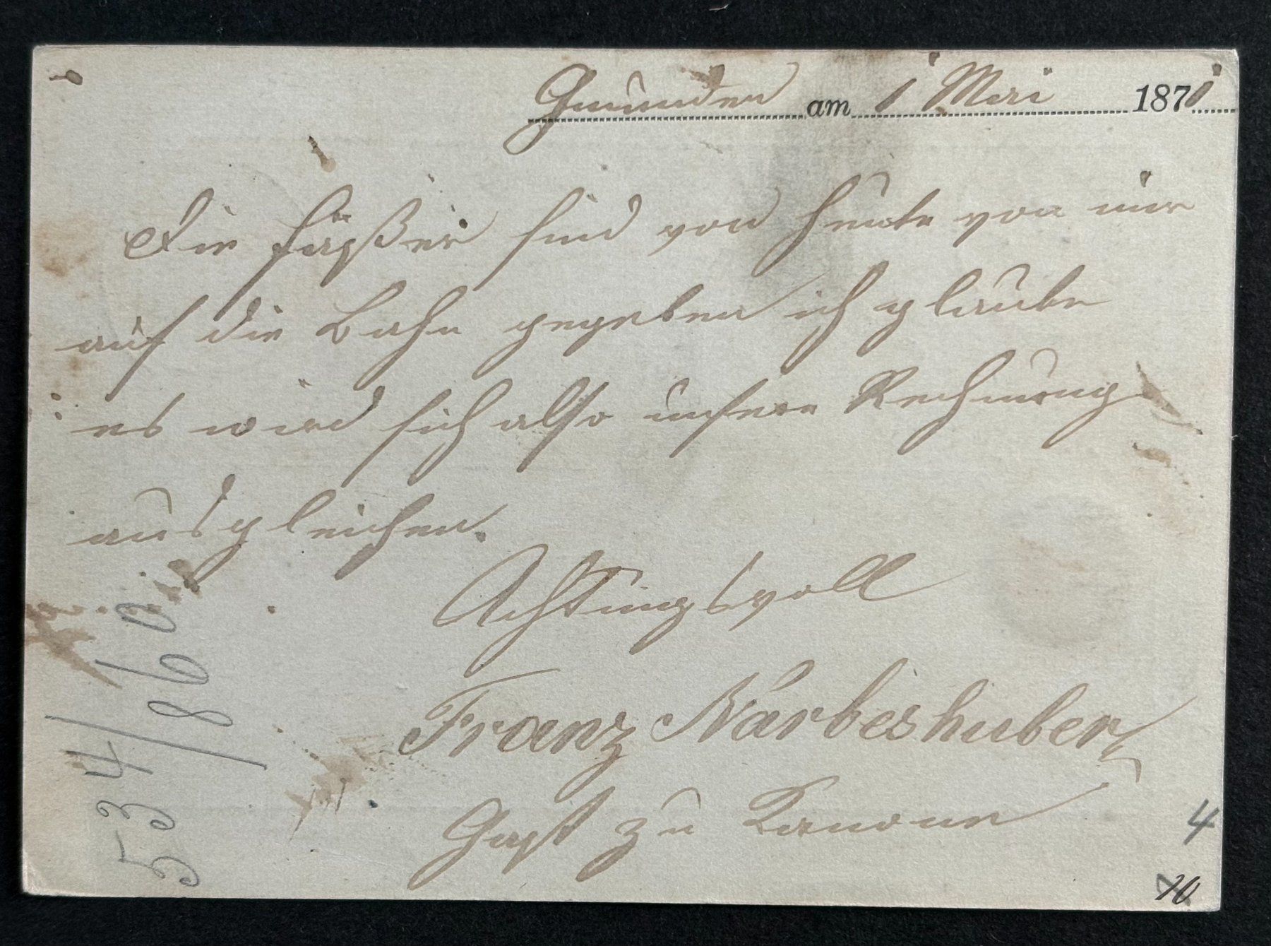 Tutti i francobolli: ANTIKE POSTKARTE WIEN 1870 – Usato da Ostermundigen venduto da wini63 1
