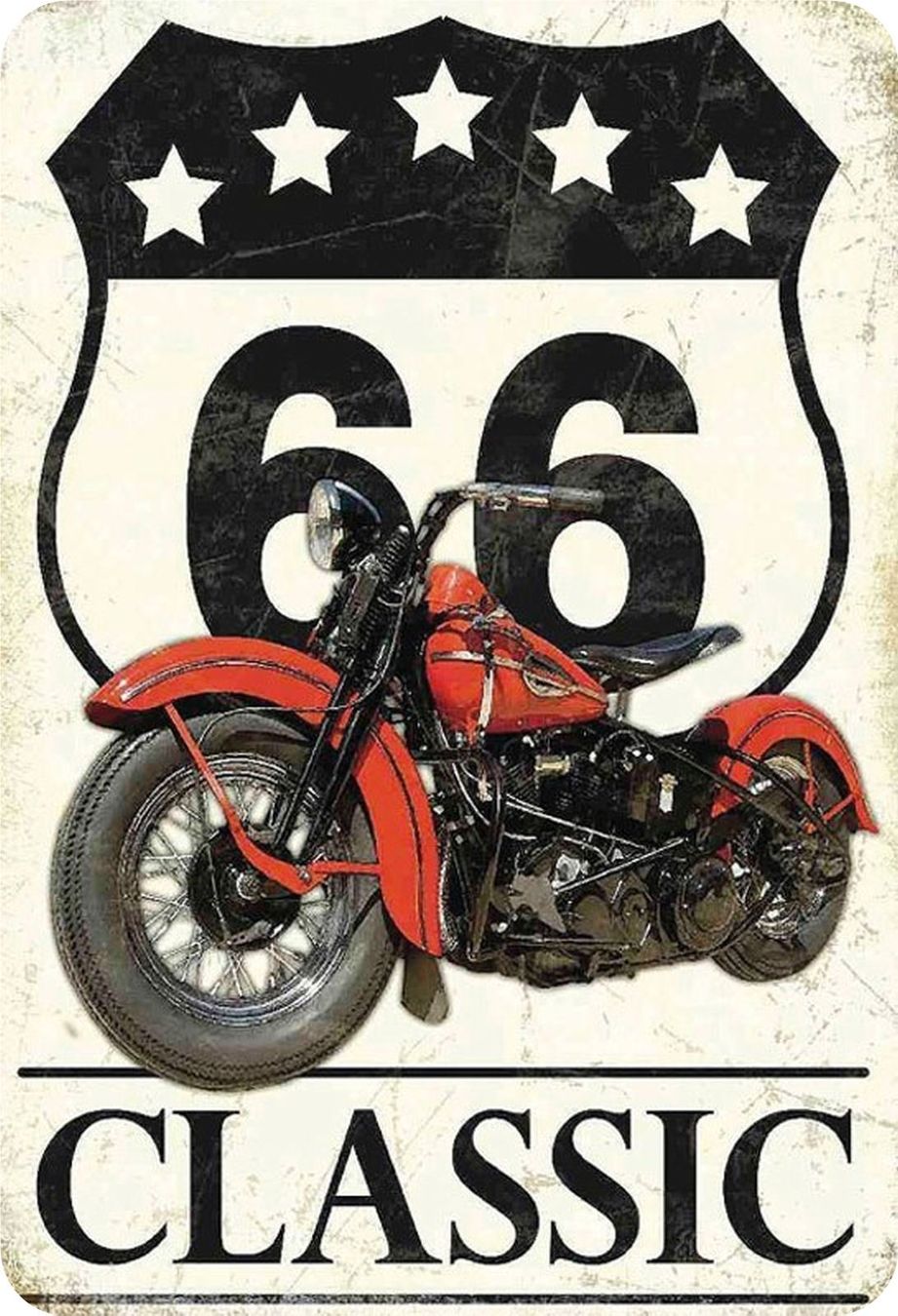 Schilder: Blechschild-66 CLASSIC MIT MOTORRAD - 30 X 40 CM – Neu und originalverpackt aus Rupperswil von big-one-sale