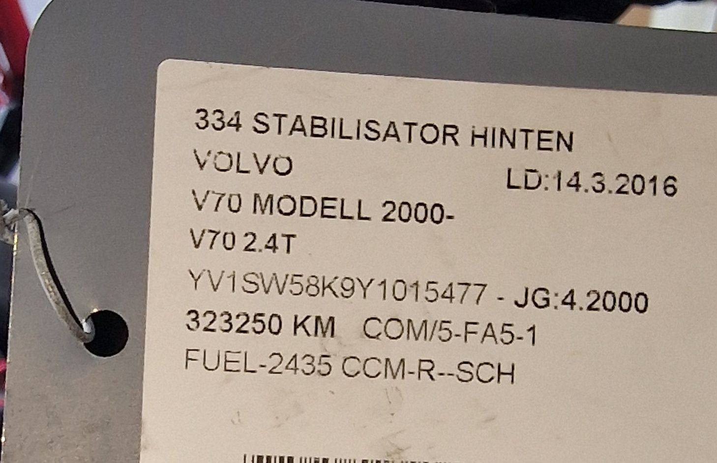 Volvo Tutti pezzi di ricambio auto: Volvo V70 (2000) Stabilisator Hinterachse. – Usato da Schalunen venduto da Frost8 1