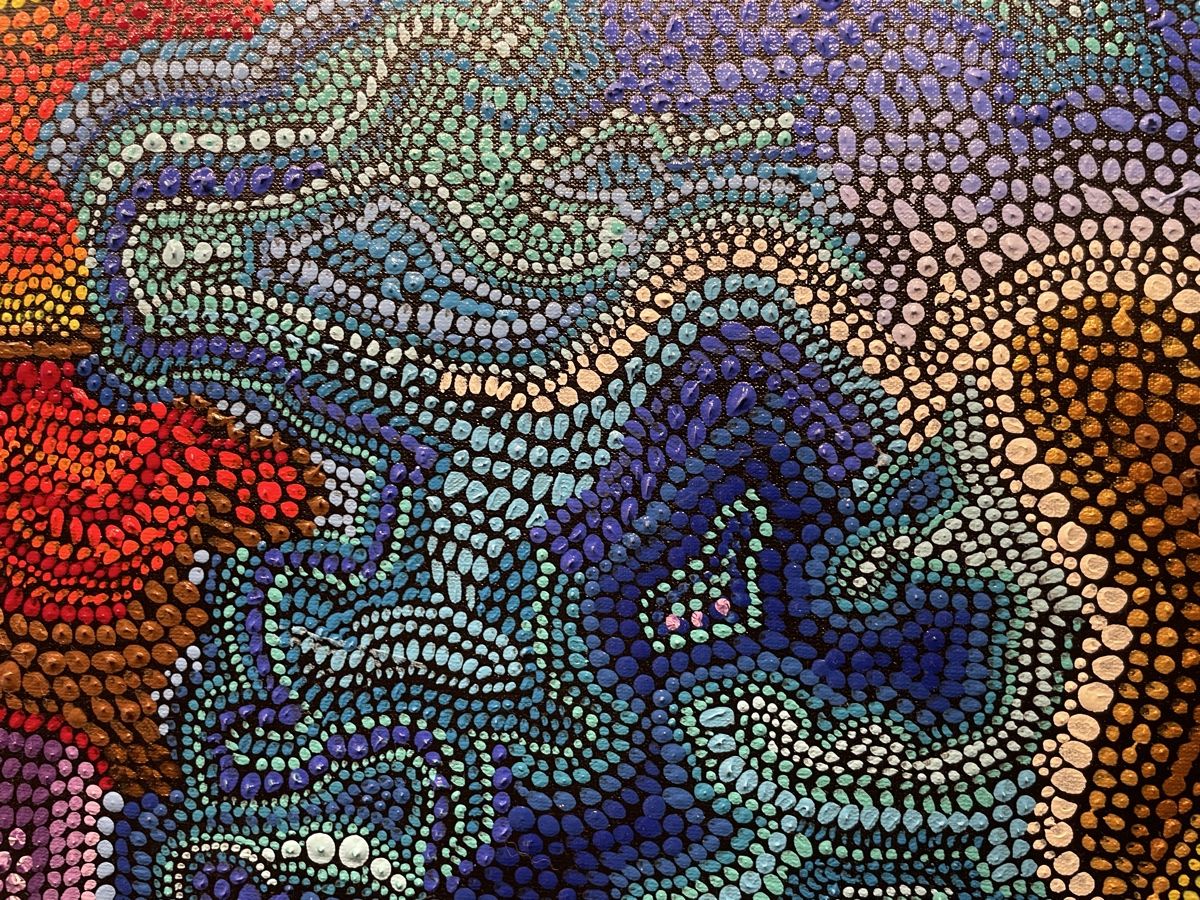Poster & Bilder: Acrylbild abstrakt Punkttechnik farbig Grossformat guter Zus – Neu (gemäss Beschreibung) aus Pfyn von Goodsell 3